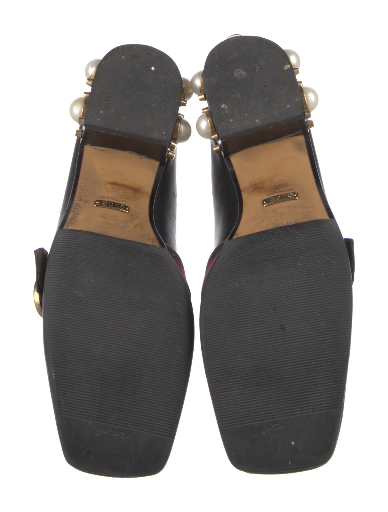 Gucci Faux Pearl Accents Leather Pumps